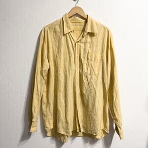 Tommy Bahama Shirt XL Button Down Long Sleeve Lyocell Cotton Yellow Stripe